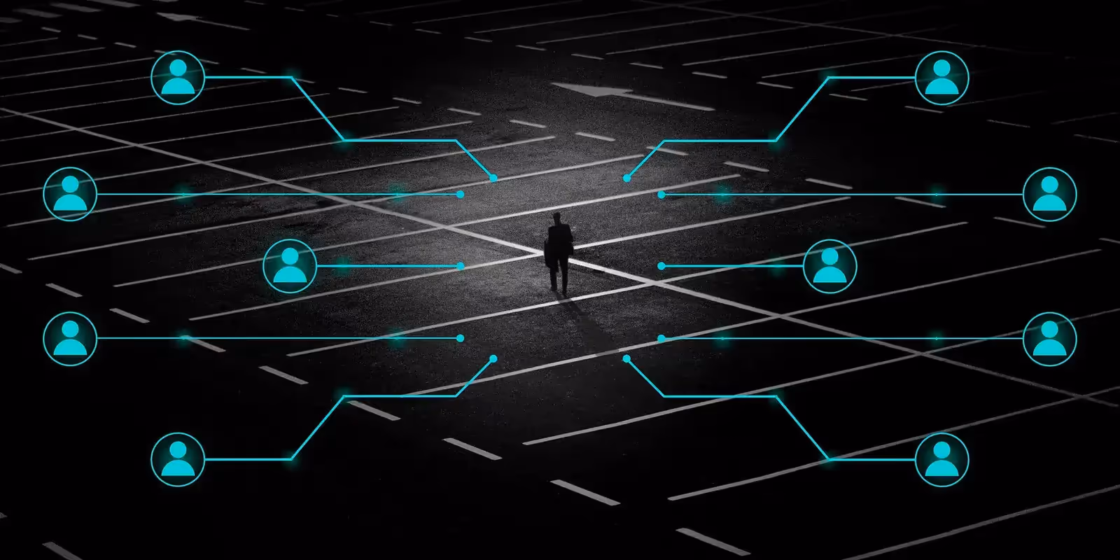 Illustrazione di rete digitale con icone di persone